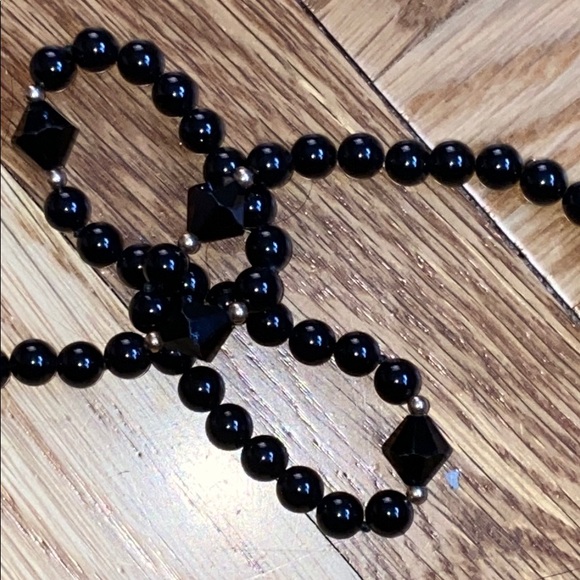 Onyx Black Jet Faceted Crystals 14k Strand - Picture 3 of 8